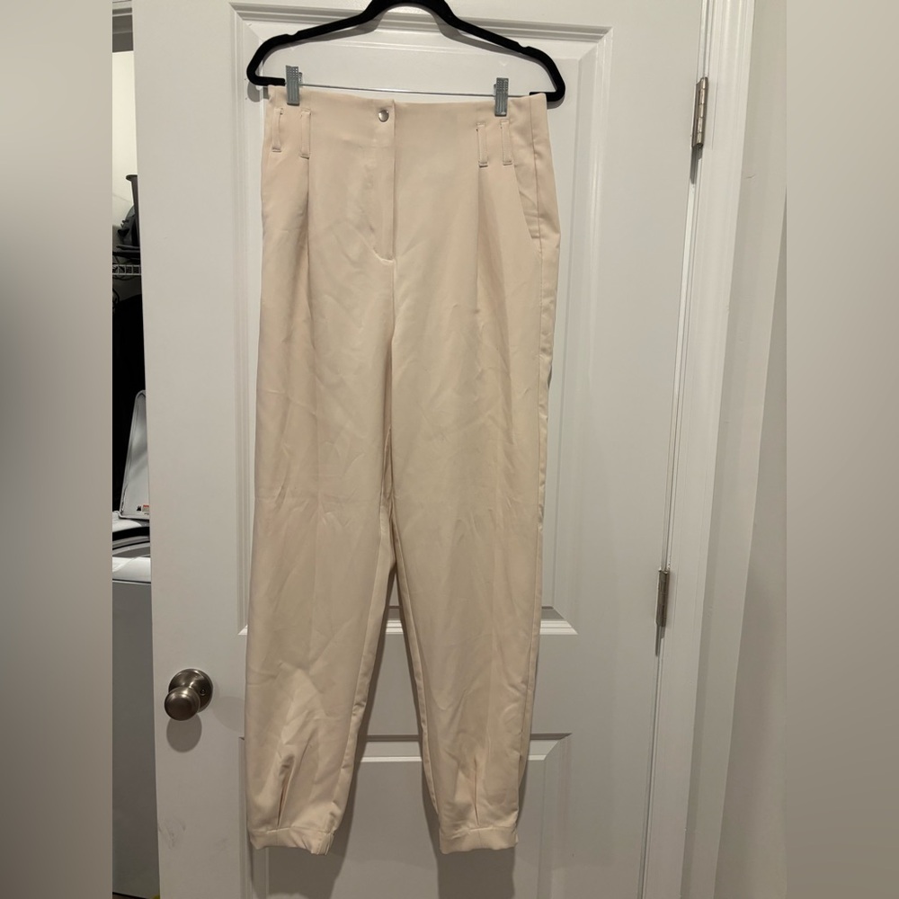 New wore cream high waist trousers